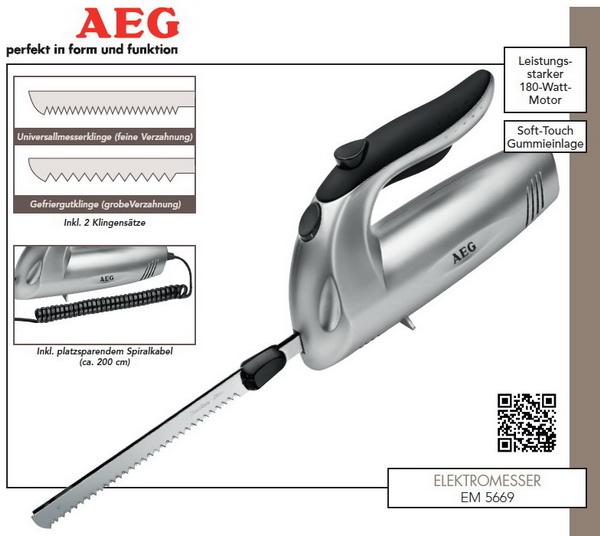 AEG ElektroMesser Elektromesser EDELSTAHL Brotmesser elektrisch